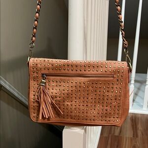 Urban Expressions Studded Brown Shoulder Bag